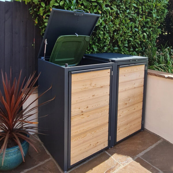 Premium Wood & Steel Wheelie Bin Store  240L Capacity