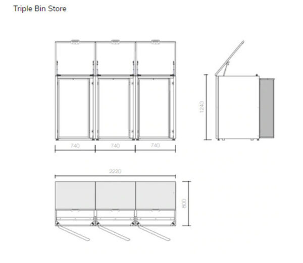 Premium Wood & Steel Wheelie Bin Store  240L Capacity