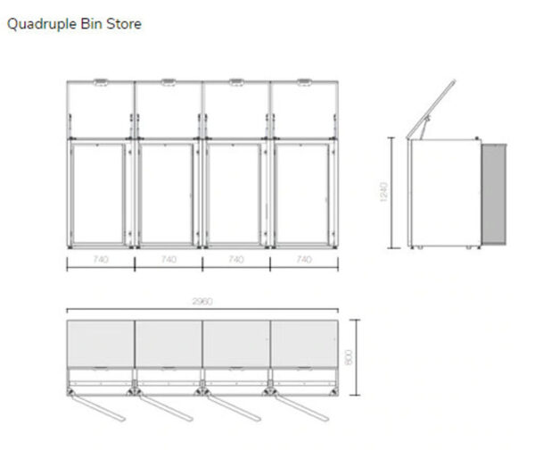 Premium Wood & Steel Wheelie Bin Store  240L Capacity