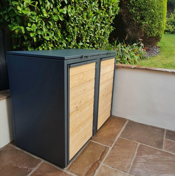 Premium Wood & Steel Wheelie Bin Store  240L Capacity