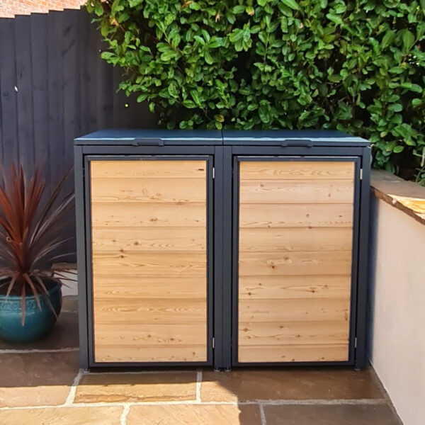 Premium Wood & Steel Wheelie Bin Store  240L Capacity