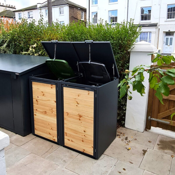 Premium Wood & Steel Wheelie Bin Store  240L Capacity