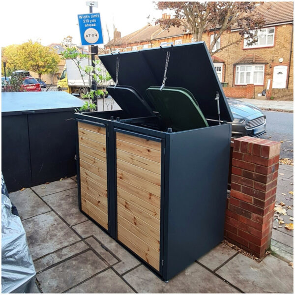 Premium Wood & Steel Wheelie Bin Store  240L Capacity