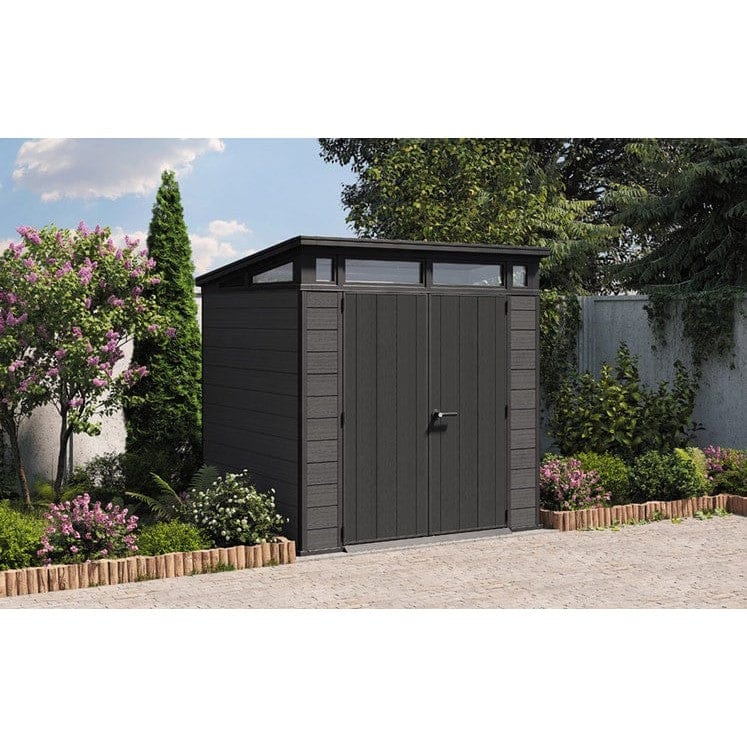 Keter Artisan 7x7 ft Pent Grey Plastic 2 door Shed with floor & 1 window - Image 4