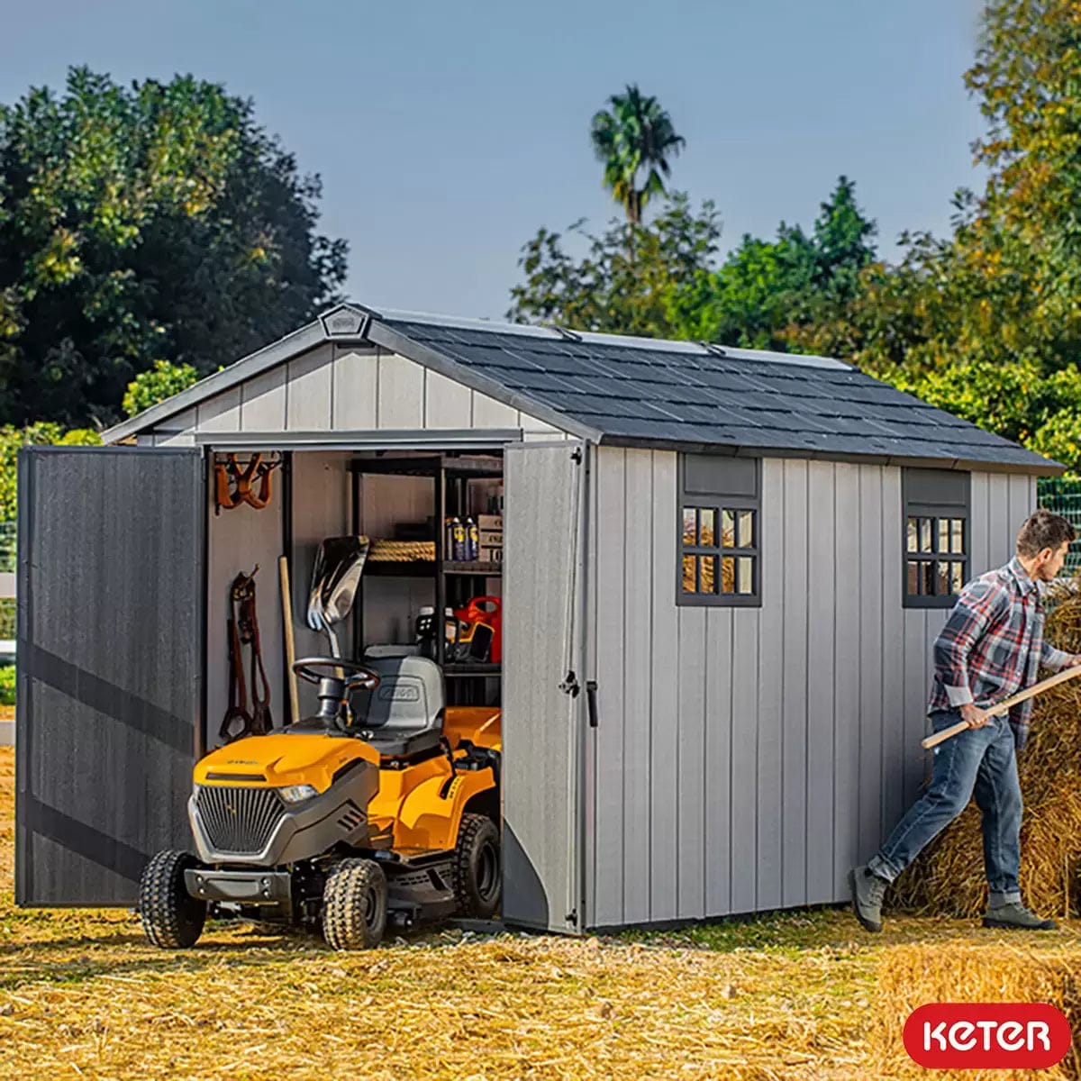 Keter 7.5′ x 13′ Oakland Heavy Duty Plastic Shed – Grey - Image 7