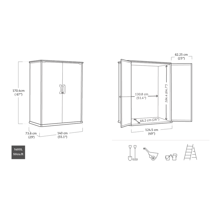Keter Premier tall Grey 1400L Garden storage 4x2 ft 1704mm 1400mm - Image 7
