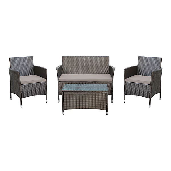Derry Matt Light black Rattan effect 4 Seater Coffee set - Image 3